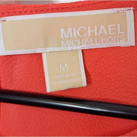 MICHAEL Michael Kors Tie Sleeve Elastic Hem Blouse in Bright Orange size M - Picture 5 of 7